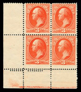 MOMEN: US STAMPS #214 MINT OG NH CORNER BLOCK POST OFFICE FRESH