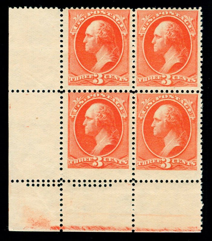 MOMEN: US STAMPS #214 MINT OG NH CORNER BLOCK POST OFFICE FRESH