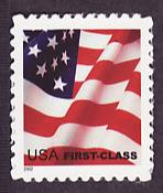 3621 Flag & USA self-adhesive single