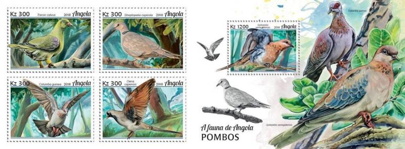 Z08 ANG18111ab Angola 2018 Birds Vogel Pigeons MNH ** Postfrisch Set