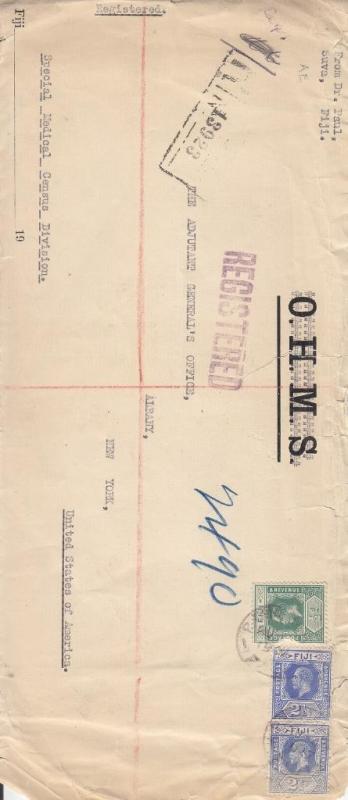 Fiji to New York, Registered, 1917, See Remark (S12575)