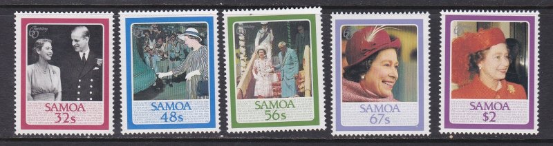 Samoa # 670-674, Queen Elizabeth's 60th Birthday, Mint NH, 1/2 Cat.