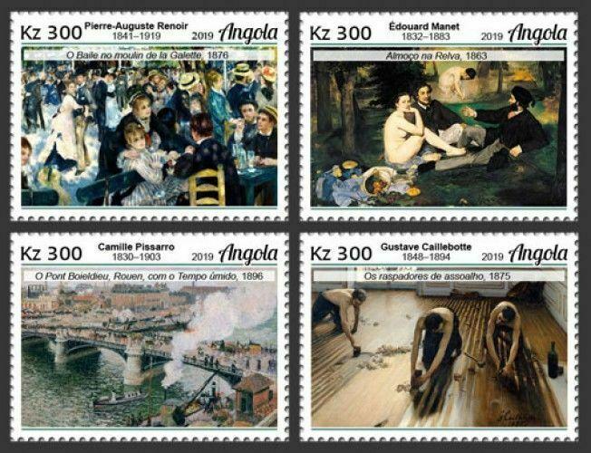 Z08 IMPERF ANG190110a ANGOLA 2019 Impressionist Paintings MNH ** Postfrisch