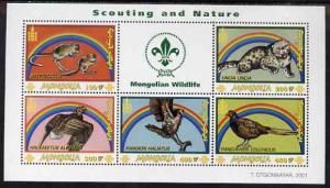 Mongolia 2001 Scouting & Nature perf m/sheet containi...