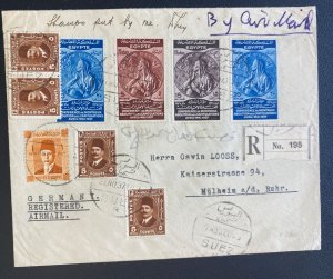 1937 Suez Egypt Airmail Registered Cover To Mulheim Germany