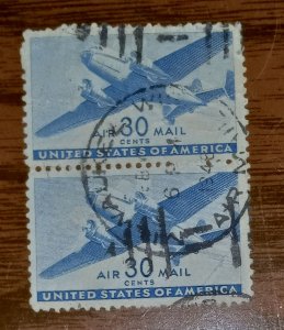 US Scott #C30 Used Airmail 30c Horizontal Pair VF
