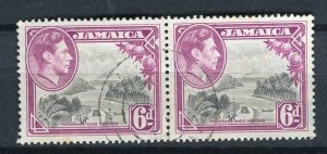 JAMAICA; 1938-40s early GVI issue fine used Pictorial Pair, 6d. value