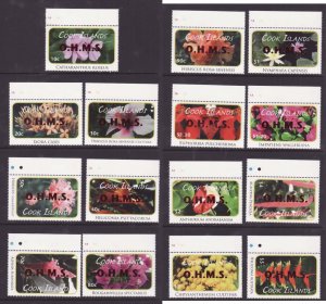 Cook Is.-Sc#O103-O117- id10-unused NH Official set-Flowers-Red overprint-2010-