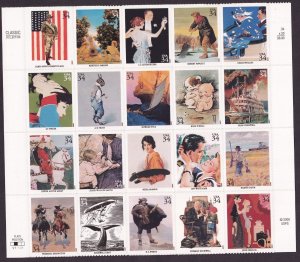 Scott #3502 American Illustrators Sheet of 20 Stamps - MNH Missing Selvage