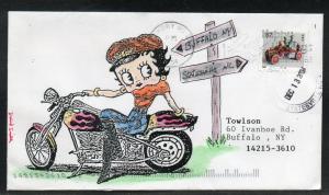 US Motorcycle Betty Boop Handpainted Cachet 2004 A834