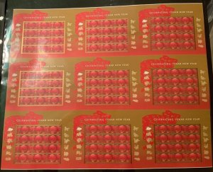 4221, Year Of The Rat Press Sheet of Nine Panes of 12 Stamps - Stuart Katz