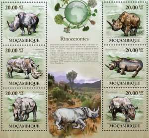 Rhinos Stamp Ceratotherium Simum & Diceros Bicornis S/S MNH #3584-3589