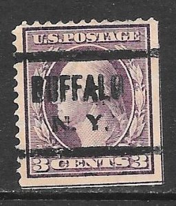 USA 376: 3c Washington, Buffalo precancel, used, SE