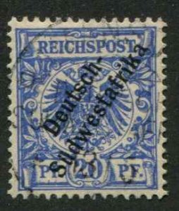 German South West Africa SC# 10 o/p on Germany 20pf light cancel