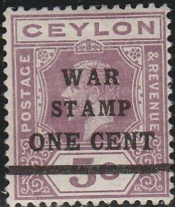 Ceylon, #MR4  Mint Hinged From 1918