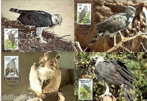 Guyana 1990 WWF HARPY EAGLE Birds of Prey Wildlife Animals Sc 2241 Set Max Cards