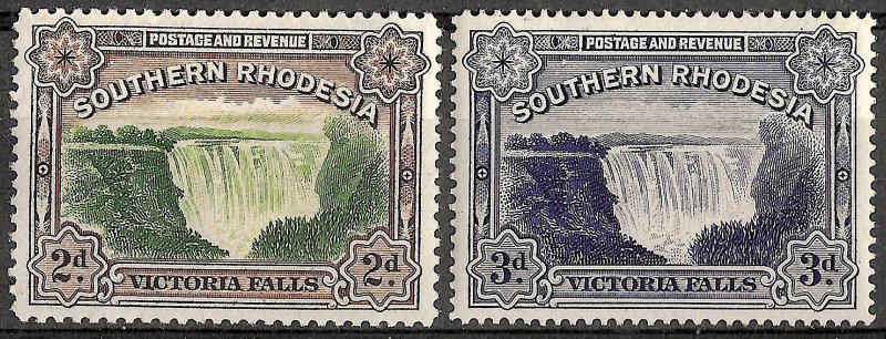 Southern Rhodesia #37-37A, MLH -1935-41- Victoria Falls - Complete Set - CV=7.-