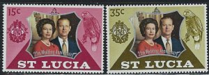 St Lucia 328-29 MNH 1972 QEII Silver Wedding (an6359)