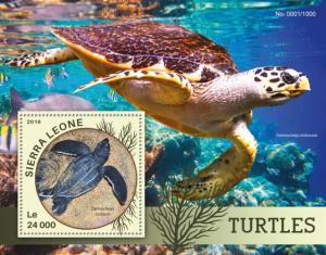 SIERRA LEONE 2016 SHEET TURTLES REPTILES MARINE LIFE srl16109b