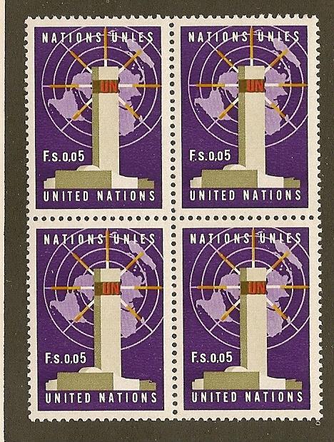 United Nations Geneva #1 MNH Block of 4 /