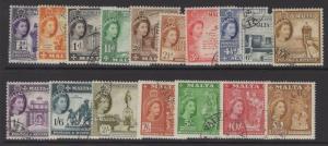 MALTA SG266/82 1956-8 DEFINITIVE SET FINE USED