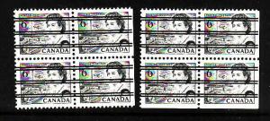 Canada-460c-precancels-corner & margin block-6c Centennial-unused NH-