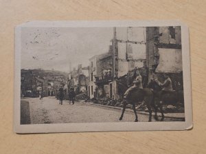 WWI German Postcard Ruined Town Street Photo Horses War Damage Destruction Scene