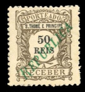 Portuguese Colonies, St. Thomas and Prince Islands #J41 Cat$40, 1920 50r gray...