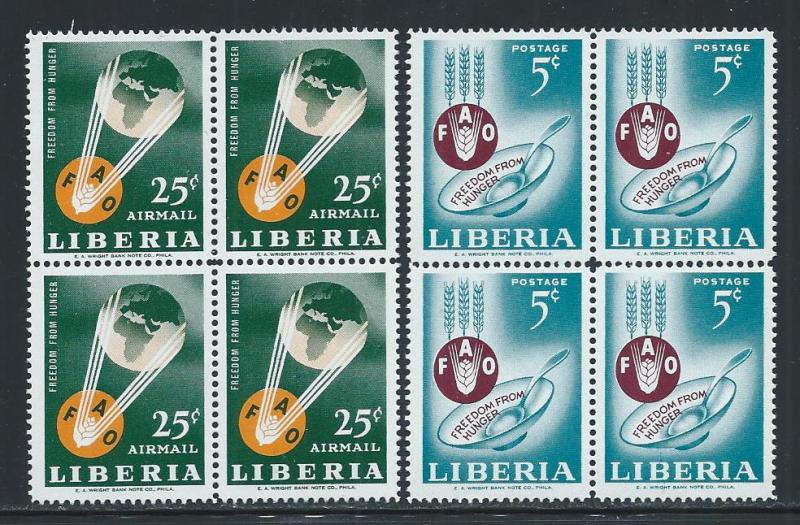 LIBERIA SC# 407 + C149  B/4 FVF/MNH 1963