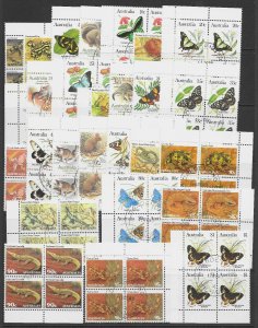 AUSTRALIA SG781/806 1981-3 WILDLIFE SET USED BLOCKS OF 4