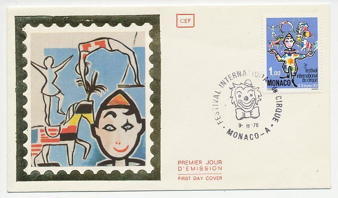 Cover / Postmark Monaco 1976 Clown - Acrobat - Elephant - Horse