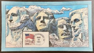 2523 Collins Hand Painted cachet Mount Rushmore FDC 1991
