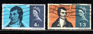 GREAT BRITAIN #444-445 1966 ROBERT BURNS F-VF USED c