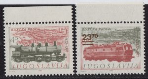 Thematic stamps YUGOSLAVIA 1983 RIJEKA RAILWAY 2072/3 mint