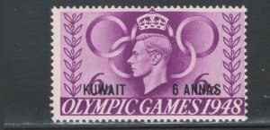 Kuwait 1948 Olympic Games Surcharge 6a on 6p Scott # 86 MH