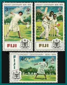 Fiji 1974 Cricket Centenary, MNH #344-346,SG492-SG494