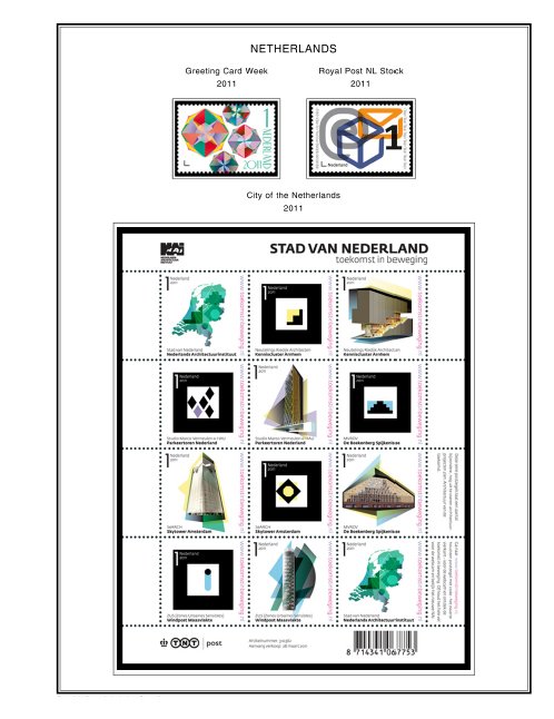 COLOR PRINTED NETHERLANDS 2011-2020 STAMP ALBUM PAGES (159 illustrated pages)