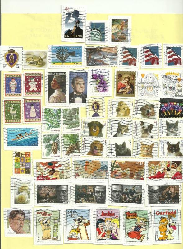 50 different used US stamps-2009-2011-scan 8/14