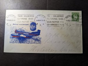 1935 Norway Airmail Cover Bergen to Brooklyn NY USA Thor Solbergs Flight