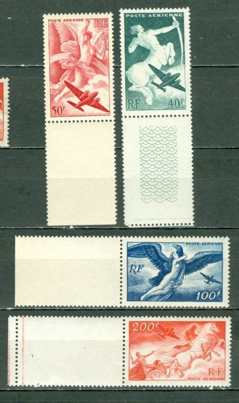 FRANCE 1946 MYTHOLOGY-AIR #C18-21 MARGIN STAMPS  SET MNH