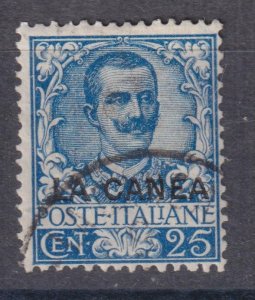 ITALIAN LEVANT LA CANEA 1900 VEIII  25c overprinted used / M658