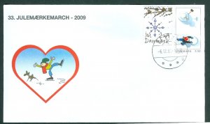 Denmark Cover. 2009. Dog,Skate.Værløse “Christmas Seal Walk # 33 Sc# 1448A. #02