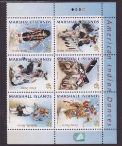 Marshall Is.-Sc#1038- id9-unused NH set-American Indian dances-2012-