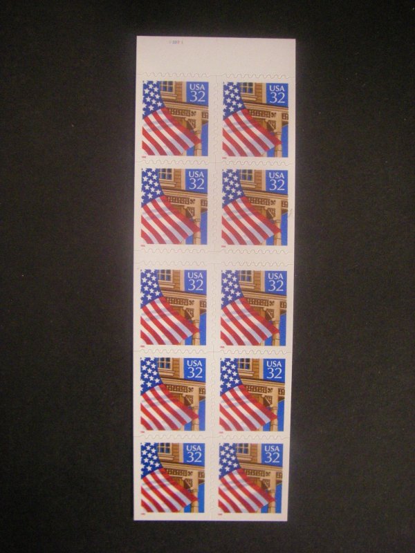 Scott 2921a, 32c Flag over Porch, UNFOLDED #22221, Pos 4, MNH Booklet Beauty