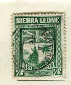 SIERRA LEONE; 1933 early Anniversary issue fine used 1/2d. value