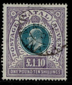 SOUTH AFRICA - Natal EDVII SG143, £1.10 green/violet FINE USED. Cat £130. WMK CC