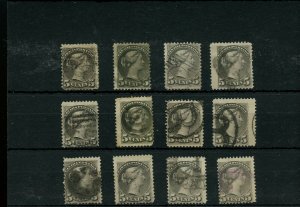 12 x 5 cent Small Queen lot Canada used