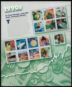 US #3191 33c 1990s Final Decade Sheet, VF mint never hinged, fresh   VF mint ...