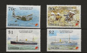 Liberia 1995 End of WW II Anniversary set of  4 MNH