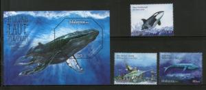 Malaysia 2015 Endangered Marine Life Animals Whale Fish M/s + 3v MNH # 5304